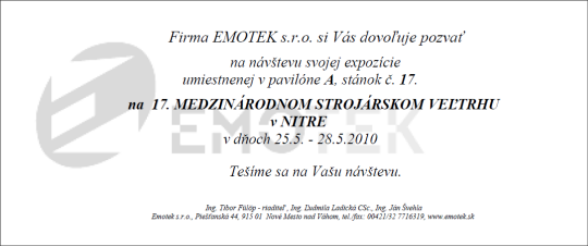 Pozv�nka na MSV Nitra 2010